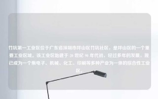 竹坑第一工业区位于广东省深圳市坪山区竹坑社区，是坪山区的一个重要工业区域。该工业区始建于 20 世纪 90 年代初，经过多年的发展，现已成为一个集电子、机械、化工、印刷等多种产业为一体的综合性工业区。