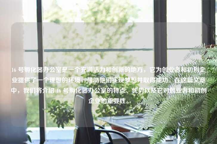 16 号孵化器办公室是一个充满活力和创新的地方，它为创业者和初创企业提供了一个理想的环境，帮助他们实现梦想并取得成功。在这篇文章中，我们将介绍 16 号孵化器办公室的特点、优势以及它对创业者和初创企业的重要性。-第1张图片-写字楼租售网